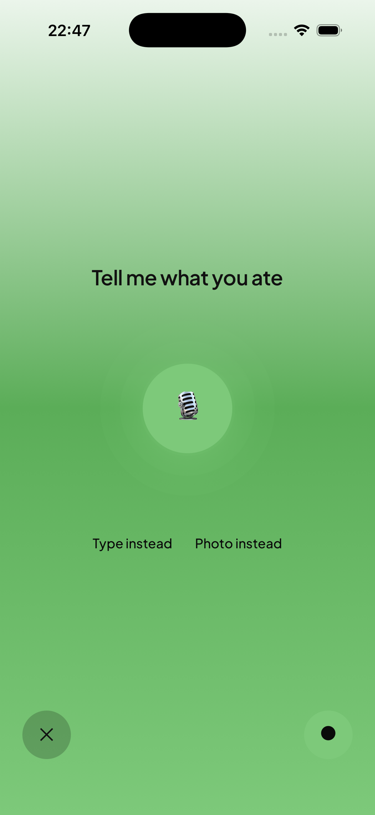 EatAI voice capture screen